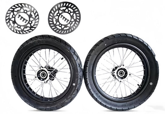 "SKINNY" Supermoto Sets With Sprockets and Rotors - For Throne Strike, Yozma IN10, Tuttio Soliel 01 , Valtinsu EM-5, Qronge X1 Spark, Etc.